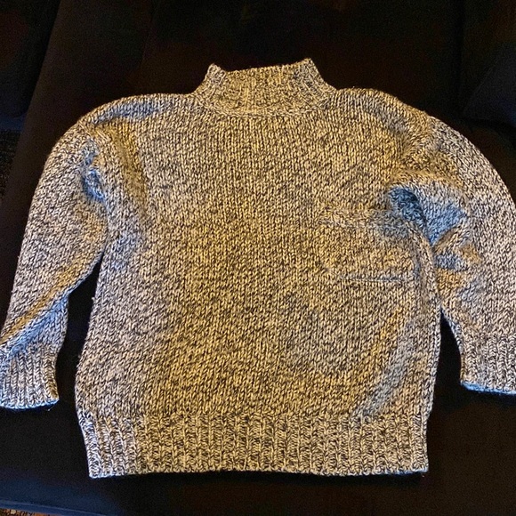 Black and white herringbone wool pullover sweater - Picture 1 of 4